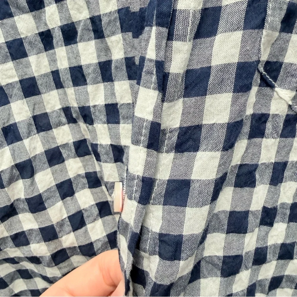 J. Crew Gingham Lightweight Cotton Button Down Shirt, Navy & White | 6